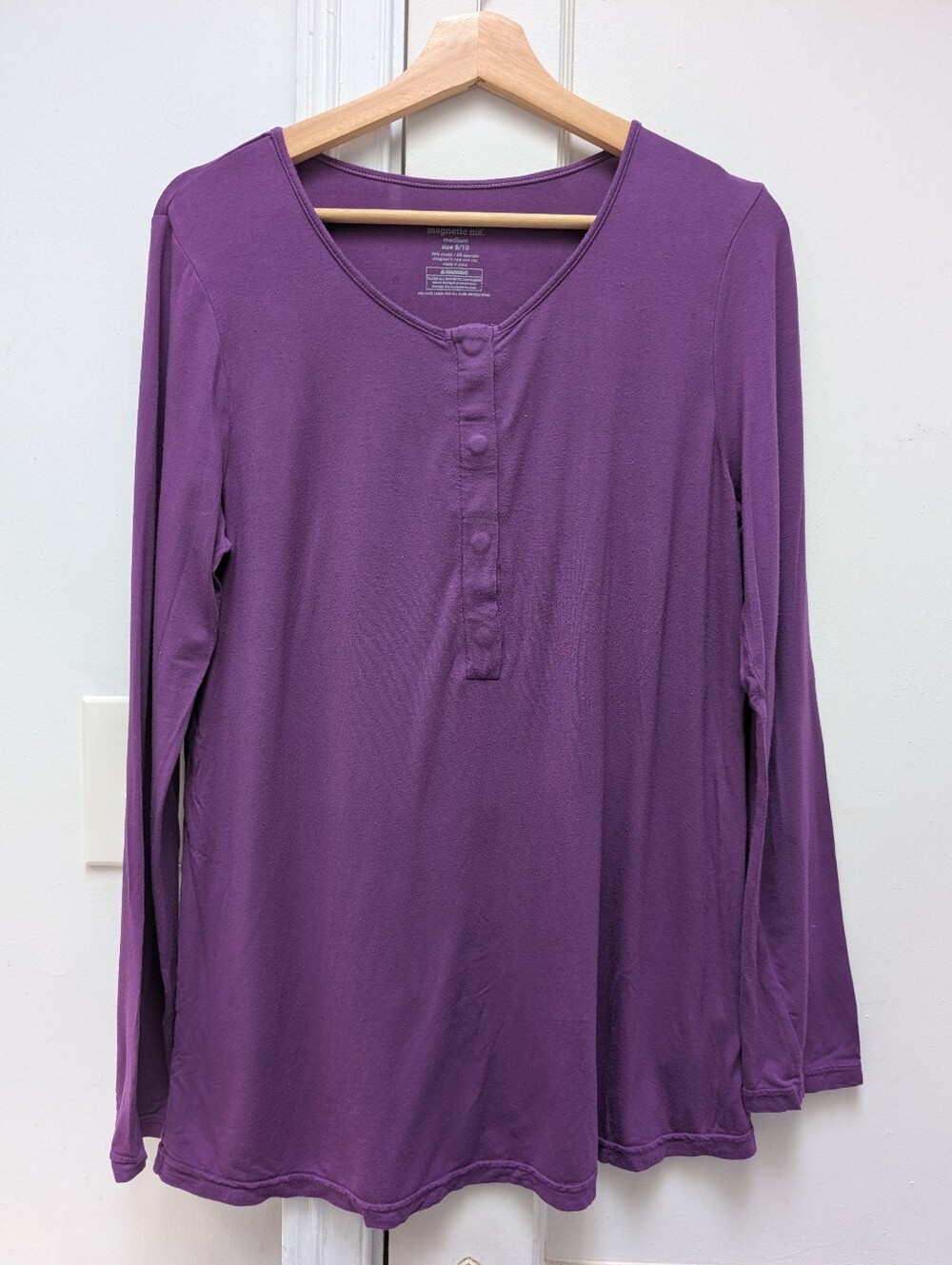Magnetic Me Purple Long Sleeve Nursing Breastfeedign Magnetic Snap Top Medium